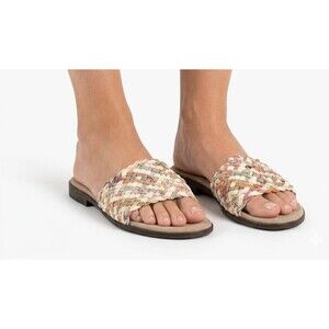 Italian Shoemakers Women’s Size 8 Flat Slide Sandals Multicolor Woven Braided
